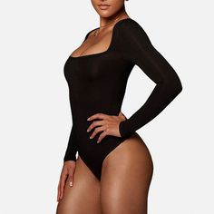 Super skin-friendly. stretchy for comfort. Snap closure Square neck bodysuit with a square neckline. Prefect to wear with shorts. jeans. pants. skirts. high heels. boots and etc. Make you sexy. fashionable. elegant. This square neck bodysuit for women match with for any occasion.