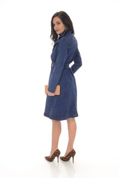 Aina Denim Trench :: SALE :: The Blue Door Boutique Double-breasted Denim Jacket For Fall Workwear, Denim Notch Lapel Outerwear With Button Closure, Denim Outerwear With Notch Lapel And Button Closure, Chic Dark Wash Button-up Outerwear, Spring Denim Jacket With Notch Lapel And Button Closure, Fitted Utility Outerwear With Buttoned Pockets, Chic Collared Denim Jacket, Single-breasted Collared Denim Outerwear, Single Breasted Denim Collared Outerwear