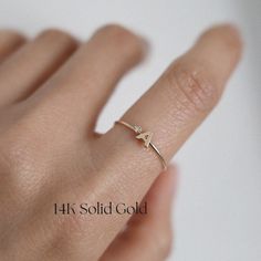 * Solid Gold * Anniversary Gift * Christmas Gift * Bridesmaids Gift * Wedding Gift * Birthday Gift  ⎯ Feel free to contact us if you need a special size. ⎯ This made-to-order product is non-refundable and non-cancellable, with a delivery time of approximately 2 weeks, so please order early for timely delivery. This exquisite ring features the brilliance of diamonds and the personal touch of your initials. The dazzling diamonds radiate timeless elegance. Select a significant letter to make this r Ring Initial, Earthy Jewelry, Gold Items, Gold Rings Simple, Gold Anniversary, Handmade Fine Jewelry, Simple Ring, Jewelry Accessories Ideas, Initial Ring