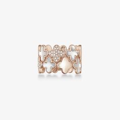 Clover Shaped Gold And Diamond Stacked Band With Pearls - estellacollection Luxury White Flower Shaped Ring, Luxury White Flower Ring, Luxury White Flower-shaped Ring, Diamond Stacks, Fine Gold Jewelry, Colorless Diamond, Diamonds And Gold, Solid Gold Jewelry, Pearl Diamond