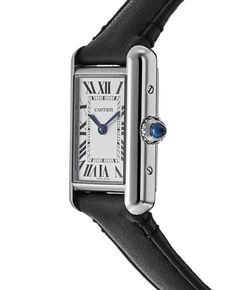 Brand New Authentic Cartier Tank Must Small Silver Dial Women's Watch Model WSTA0060. Stainless Steel Rectangle case with Black (made with non-animal leather) strap. Tang clasp. Fixed bezel. Dial description: Blue Hands with Roman Numeral Hour Markers and minute markers around the inner rim on Silver dial. photovoltaic SolarBeat movement. Watch functions: Hour, Minute. Beaded crown set with a synthetic cabochon-shaped spinel crown. Rectangle case shape. Case size: 29.5mm x 22mm. Case thickness: Timeless Diamond Watch With Metal Dial For Anniversary, Timeless Diamond Watch For Anniversary, Timeless White Gold Diamond Watch For Everyday Luxury, Silver Watches With Date Indicator For Formal Occasions, Timeless White Gold Watches With Date Indicator, Timeless Anniversary Watch Accessories With Date Indicator, Classic White Gold Everyday Luxury Watch, Classic Evening Watch Accessories With Rectangular Dial, Timeless Diamond Watch With Palladium Hardware For Business