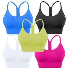 PRICES MAY VARY. 【Multiple Colors Package For Choose ♥ 】 Our active sports bra racerback pack have many colors. You can select 2 pack, 3 pack,4 pack and 5 pack according to you need. Kindly Note: S fits for 30B 30C 32A 32B; M fits for 32C 32D 34A 34B 34C ; L fits for 32DD 34D 34DD 36A 36B ; XL fits for 36C 36D 36DD 38A 38B . ( *Warm Tip: Hand wash and air dry is recommended for longer life of the fabric*) 【Upgraded Racerback Design ♥ 】 These sports bra pack for women feature a cute racerback des T-back Sports Bra With Medium Bust Support For Yoga, Functional T-back Sports Bra For Workout, Athleisure T-back Sports Bra For Workout, Sports Bra With Built-in Bra For Sports Events, Sporty T-back Sports Bra For Gym, Breathable T-back Activewear For Workout, Sporty Seamless T-back Sports Bra, Light Support T-back Sports Bra, Solid Color T-back Sports Bra With Light Support