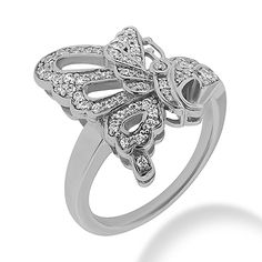 Jewelry Point - 0.42ct Diamond Butterfly Cocktail Ring Gold Platinum, $829.00 (http://www.jewelrypoint.com/0-42ct-diamond-butterfly-cocktail-ring-gold-platinum/) Silver Luxury Diamond Ring With Brilliant Cut, Luxury Polished Diamond Promise Ring, Luxury 14k White Gold Promise Ring, Luxury Cubic Zirconia Ring With Polished Finish, Luxury Diamond Ring With Polished Finish, Luxury White Gold Diamond Promise Ring, Luxury Platinum Diamond Ring In Diamond White, Luxury Diamond Rings With Polished Finish, Luxury Diamond White Rings With Polished Finish