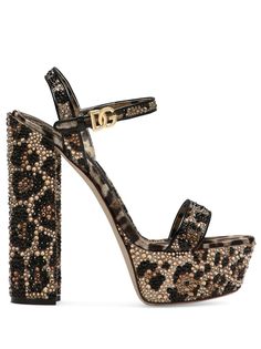 Find DOLCE & GABBANA 105mm Leopard-print Platform Sandals on Editorialist. beige/black all-over leopard print crystal embellishment buckle-fastening ankle strap goatskin branded leather insole almond toe open toe high block heel 105mm gold-tone logo plaque 00s Mode, Woman Sandals, Dr Shoes, Fancy Shoes, Girly Shoes, Shoe Inspo, Swag Shoes, Dolce E Gabbana, Pretty Shoes