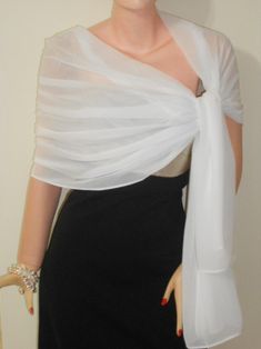 White Shawl Wedding, Evening Gown Cover Up Shawl, Shawl Over Dress, Shawl Styling, Bridesmaid Scarf, Evening Shawls And Wraps, Bridesmaid Scarves, Bridal Scarf, Evening Wrap