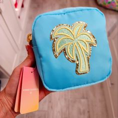 Nwt Stoney Clover X Target Collab Small Blue Pouch With Palm Tree Patch. Blue Pouch Cosmetic Bag For On-the-go, Blue Travel Pouch With Removable Section, Blue On-the-go Pouch Cosmetic Bag, Blue On-the-go Cosmetic Pouch, Blue Cosmetic Bag With Removable Pouch For On-the-go, Blue Cosmetic Bag With Removable Pouch For Travel, Blue Beach Bag With Zipper Pouch, Trendy Blue Rectangular Pouch, Trendy Blue Travel Cosmetic Bag