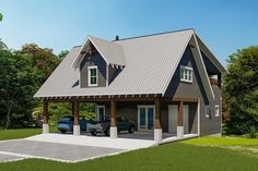 a two car garage is shown in this rendering