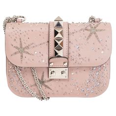 100% authentic Valentino Glam Lock Small chain shoulder bag in poudre smooth calfskin embellished with beads and crystals featuring silver-tone hardware. Opens with a tuck catch closure with engraved logo. Lined in poudre suede with one zip pocket against the back and one open pocket against the front. Has been carried and some beads and crystals are missing. (Please check carfully the pictures.) Overall in very good condition. Measurements Height 16cm (6.2in) Width 20cm (7.8in) Depth 5cm (2in) Chanel Black Flats, Purse Aesthetic, Valentino Pink, Expensive Bag, Coco Handle, Valentino Handbags, Chanel Brand, Vintage Crossbody Bag, Medium Sized Bags