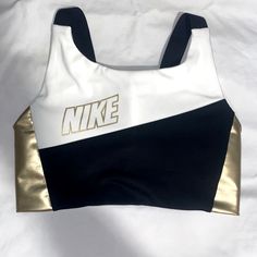 Nwot Never Worn. Bought For My Mom But Too Small And She Never Took It Back To Exchange Size. Size Xs. Black/Gold/White - Front Of Bra Is Pocket For Phone, Ipad, Etc. For My Mom, Sports Bras, My Mom, Black Nikes, Women's Intimates, Nike Women, Sports Bra, Ipad, Nike