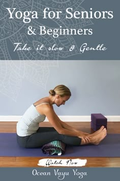 a woman doing yoga for seniors and beginners