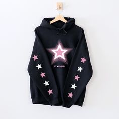 ✩ Shine bright like a Star Girl with our Y2K Aesthetic Hooded Sweatshirt! ✩ Perfect for lovers of grunge, streetwear, and Harajuku J-fashion ♡ Upgrade your wardrobe with this eye-catching piece and let your style speak for itself! ✧ More Y2K Fashion: https://www.etsy.com/shop/RainieshopDesign?section_id=45205004 ˗ˏˋ ✮ PRODUCT DETAILS ✮ ˎˊ˗ ✩ Gildan Women's Softstyle Tee ★ 100% ringspun cotton ✩ Light fabric (4.5 oz/yd² (153 g/m ★ Semi-fitted ✩ Tear-away label ★ Runs true to size ˗ˏˋ ✮ SIZING ✮ ˎˊ˗  ▸ Please refer to the last picture with size chart for sizes and product dimensions.  ˗ˏˋ ✮ CARE INSTRUCTIONS ✮ ˎˊ˗ ▸ Machine wash: cold (max 30C or 90F) ▸ Non-chlorine: bleach as needed ▸ Tumble dry: medium ▸ Do not iron ▸ Do not dry clean 𝘿𝙞𝙨𝙘𝙡𝙖𝙞𝙢𝙚𝙧: ✧ Please keep in mind colors may Y2k Graphic Print Hoodie Sweatshirt, Y2k Cotton Hoodie For Streetwear, Cotton Y2k Hoodie For Streetwear, Y2k Style Cotton Hoodie For Streetwear, Y2k Cotton Hoodie With Crew Neck, Y2k Style Cotton Hoodie With Crew Neck, Black Y2k Cotton Sweatshirt, Black Cotton Y2k Sweatshirt, Y2k Hoodie With Graphic Print For Winter