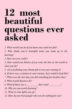 Most Beautiful Questions, Beautiful Questions, Journal Writing Prompts, Journal Writing, Self Improvement Tips, Journal Prompts