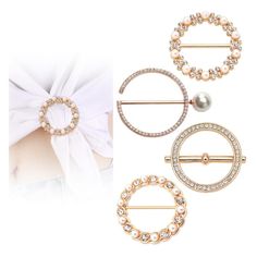 three different types of hair clips with pearls