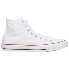 Stay on top of your style game in these men’s Converse All Star High Top sneakers. Modeled after Chuck Taylor’s infamous shoes these high tops provide the iconic look with modern comfort. Canvas upper completes the vintage look. Rubber toe-cap provides durability. Rubber outsole enhances traction and durability. Converse All Star High Top - Men's Basketball Shoes - Optical White / White. Converse White High, Women Converse, Converse All Star High, White High Top Converse, Men's Optical, White High Tops, Converse White, Taylor S, White Converse