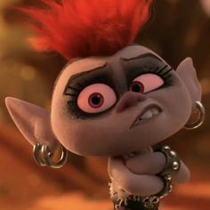 an animated character with red hair and piercings