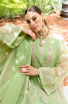 Luxury Mint Green Embroidered Pakistani Salwar Kmaeez Dupatta is fully embellished in the work of tilla premium chiffon fabric Kameez salwar with net embroidered dupatta. You are all set to make a lasting effect in this dress. Embroidered Kameez: This Beautiful traditional Net kameez salwar features a heavy long neckline with guff borders, a beautiful mix of florals, and geometry delicately rendered using sequins, naqshi among many more. Salwar Suit Trouser: To improve the ensemble this elegant Lace Suits, Farah Talib Aziz, Designer Summer Dresses, Lace Suit, Embroidery Fashion Detail, Luxury Pret, Pakistani Salwar, Beautiful Casual Dresses, Pakistani Dresses Casual