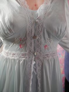 "Gilead Robe New With Tags Circa 1970s / 1980s Excellent Condition Light Blue With Pink Flowers Size Large Bust: 42\" Shoulders: 21\" Length: 53\"  I do not accept returns or trades. Please read the description carefully. I am always happy to answer questions prior to your purchase. #nbvavailable" Peignoir Sets, Womens Robes, Large Bust, Pink Flowers, 1970s, Light Blue, Product Description, Tags, Clothes For Women