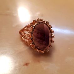 Beautiful Purple Stone Ring Gold Plated Size 7. Never Worn. Purple Oval Rings For Party, Purple Oval Jewelry For Party, Adjustable Purple Rings For Party, Purple Oval Party Jewelry, Purple Oval Party Rings, Purple Open Ring Formal Jewelry, Formal Purple Crystal Open Ring, Formal Purple Open Ring Jewelry, Elegant Purple Crystal Ring For Party