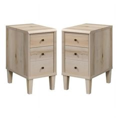 two wooden nightstands side by side against a white background