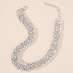 Length: 21-50cm Trendy Metal Curb Chain Jewelry, Trendy Silver Chain Choker For Party, Elegant Silver Link Choker, Trendy Metal Chain Bracelet With Curb Chain, Trendy Metal Choker, Trendy Metal Curb Chain Bracelet, Metal Curb Chain Jewelry, Alloy Chain Choker For Party, Silver Chunky Chain Necklace For Party