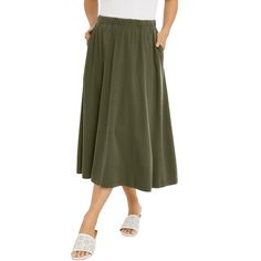 This A-line skirt is comfy, casual and makes effortless outfits every time. The relaxed fit and pull-on design make them perfect for everyday wear. Lightweight Maxi Skirt, Plus Size Soft, Casual Denim Skirt, Olive Green Skirt, Effortless Outfit, Target Clothes, Dark Olive Green, Ladies Of London, Green Skirt