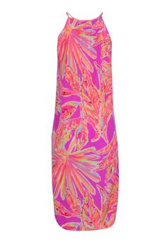 Make a statement in this vibrant Lilly Pulitzer mid maxi dress! Crafted from 100% silk, and featuring an eye-catching pink and neon orange abstract print, you'll be sure to turn heads on your next vacation slay! Ruffle front detail rounds it off for the perfect, fun-filled look. Get ready to hit the beach or a cruise in this stunner! Size XXS 100% Silk Unlined Pullover V-neckline tie front Ruffle V detail Tassel tie strings Bust 34" Waist 36" Shoulder to hem 44" Pink Abstract Print Maxi Dress For Summer, Pink Maxi Dress With Abstract Print For Summer, Pink Maxi Dress With Abstract Print, Vibrant Pink Printed Dresses, Spring Pink Maxi Dress With Vibrant Print, Pink Abstract Print Vibrant Dress, Vibrant Pink Maxi Dress For Spring, Fitted Pink Maxi Dress With Vibrant Print, Vibrant Pink Maxi Dress For Party