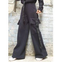 "high-waisted long pants with two outer leg pockets and two side pockets on the waist is elasticated.The pants is suitable for winter, autumn and early autumn🤩 Extravagant designs and high quality fabrics. The item from the pictures is size S  For more information feel free to ask questions. Material &Care Cotton and elastane  Machine wash 30oC Hand wash at low temperatures Do not machine dry Medium hot iron Sizing  We make sizes from xs to 5xl as well as customized measures.So don't hesitate t Techwear Straight Cargo Pants For Work, Techwear Cargo Pants For Work, Streetwear Wide-leg Pants With Hip Pockets, Wide Leg Techwear Cargo Pants For Work, Techwear Wide Leg Cargo Pants For Work, Techwear Wide-leg Pants With Cargo Pockets, Baggy Winter Pants With Pockets, Techwear Wide Leg Cargo Pants With Side Pockets, Winter Baggy Pants With Pockets