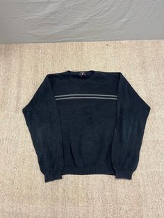 ITEM: Vintage Arrow Sweater XL Black 1990s  FLAWS: Light staining on right arm Please Refer To Photos For Measurements  USA Buyers Will Not Be Charged Customs / Duties All Items Are Shipped Through A Freight Forwarder In NY State & Processed With USPS / UPS.  Please advise not all Items Fit to The Given Tag Size Refer To Measurements Shown  Please Feel Free to Ask Any questions you may have Vintage Arrow, Freight Forwarder, Pullover Outfit, Striped Sweater, New Wardrobe, Vintage Sweaters, Stripe Sweater, Piece Of Clothing, Black Sweaters