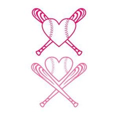 two baseball bats and a heart on a white background