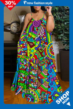 Graphic Print Sleeveless Plus Size Casual Loose Vacation Maxi Dress Colorful Pattern Fitted Sleeveless Maxi Dress, Casual Multicolor Print Sleeveless Dress, Multicolor Sleeveless Dress For Beach Season, Colorful Pattern Sleeveless Sundress For Spring, Spring Colorful Pattern Sleeveless Sundress, Spring Sleeveless Sundress With Colorful Pattern, Multicolor Print Sleeveless Dress For Spring, Multicolor Print Sleeveless Dress For Beach Season, Multicolor Sleeveless Sundress With Colorful Pattern