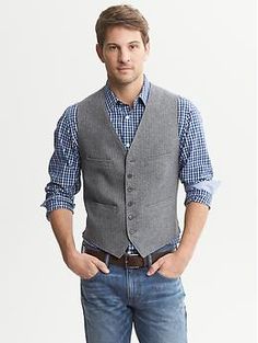 Herringbone Cotton Vest | Banana Republic Sleeveless Business Vest With Buttons, Business Sleeveless Vest With Buttons, Tailored Sleeveless Casual Vest, Semi-formal Sleeveless Vest For Fall, Semi-formal Sleeveless Vest With Button Closure, Casual Sleeveless Vest With Patch Pockets, Sleeveless Vest With Patch Pockets For Work, Sleeveless Workwear Vest With Patch Pockets, Spring Sleeveless Vest With Patch Pockets