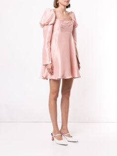 Macgraw Romantic Silk Short Dress - Farfetch Pastel Short Dress, Short Dress With Sleeves, Silk Short Dress, Sailor Moon Outfit, Pastel Shorts, Silk Dress Short, Dress With Sleeves, Romantic Dress, Silk Shorts