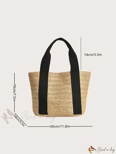 Bird in Bag - Tote Straw Bag - Perfect for Summer Beach Travel Casual Canvas Bag With Handles For Vacation, Beach Season Bags With Removable Pouch For Daily Use, Daily Use Bags With Removable Pouch For Beach Season, Beach Season Rectangular Shoulder Bag With Removable Pouch, Rectangular Vacation Bag With Removable Pouch, Vacation Rectangular Bag With Removable Pouch, Eco-friendly Handheld Vacation Bag, Summer Rectangular Bucket Bag With Large Capacity, Summer Travel Canvas Bag With Handles