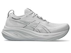 Women's GEL-NIMBUS 26 | Concrete/Pure Silver | Running Shoes | ASICS Asics Gel Cushioned Mesh Running Shoes, Asics Running Shoes With Gel Cushioning And Mesh Material, Asics Mesh Running Shoes With Gel Cushioning, Asics Synthetic Running Shoes With Arch Support, Asics Running Shoes With Cushioned Footbed For Light Exercise, Asics Gray Sneakers With Boost Midsole, Asics Running Shoes With Gel Cushioning For Light Sports, Asics Sneakers With Arch Support For Light Sports, Asics Cushioned Sneakers For Exercise