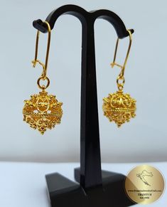 "*Larger size of filigree ball earrings* ★ Traditional Croatian filigree ball earrings, handcrafted in solid 14 k gold. Replicas of 19th century Ethnic, Heritage jewelry from Dubrovnik - Dalmatia region. Simple in style, versatile to wear with any outfit, and perfect for any occasion. Earrings end with secure - latching type of ear-wires. ★ *These earrings are handmade on order in 7-10 business days* Due to the handmade creation, every pair is unique, so there can be tiny variations in dimension Gold Filigree Danglers For Wedding, Elegant Ceremonial Jhumkas With Latkans, Elegant Jhumkas With Latkans For Ceremonial Occasions, Elegant Ceremonial Danglers With Latkans, Traditional Filigree Danglers For Wedding, Yellow Gold Pierced Danglers For Wedding, Wedding Yellow Gold Danglers, Traditional Filigree Jhumkas For Gift, Elegant Ceremonial Jhumkas With Intricate Design