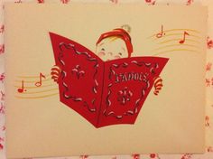 a drawing of a child reading a book with musical notes on it's back