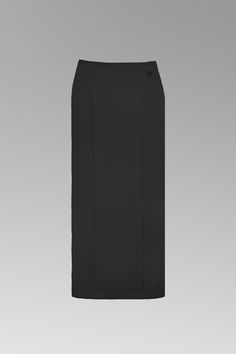 A double-layer, stretch long skirt with a cut at the center back for movement. Featuring racer-cuts from the hip down, and a striking, circular void at the hip. The print is taken from an image of the façade of Le Centre Pompidou in Paris - a high-tech building which is renowned for its ‘inside-out’ design approach, where the structure & mechanical services are visible on the exterior of the building. Made from a recycled nylon & spandex blend, the fabric has a soft, supportive, matte feel. It i Modern Black Pencil Skirt For Evening, Modern Black Midi Pencil Skirt, Black Elastane Bottoms With Side Slits, Black Asymmetrical Elastane Skirt, Black Long Elastane Skirt, Black Elastane Long Skirt, Long Black Elastane Skirt, Black Pencil Skirt With Side Slits, Modern Black Pencil Skirt Bottoms