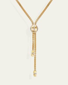 Gemella Jewels lariat necklace    18karat yellow gold     2 detachable diamond drops     2.48 total Diamond carat weight    Approx. 30"L; adjustable length    Made in USA Elegant Lariat Necklace With Detachable Pendant For Formal Occasions, Elegant Formal Lariat Necklace With Detachable Pendant, Gold-tone Necklace With Detachable Pendant For Formal Occasions, Gold Timeless Lariat Necklace For Formal Occasions, Timeless Gold Lariat Necklace For Formal Occasions, Timeless Gold Lariat Necklace For Formal Events, Luxury Lariat Necklace With Detachable Pendant, Luxury Yellow Gold Pendant Lariat Necklace, Timeless Gold Lariat Necklace With Adjustable Chain