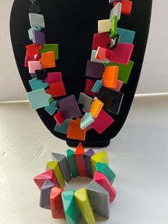 VINTAGE CHUNKY FASHION LUCITE GEOMETRIC NECKLACE & BRACELET | eBay Thanksgiving Play, Chunky Fashion, Lucite Bracelets, Lucite Jewelry, The Necklace, Chunky Jewelry, Geometric Necklace, Vintage Lucite, Necklace Bracelet