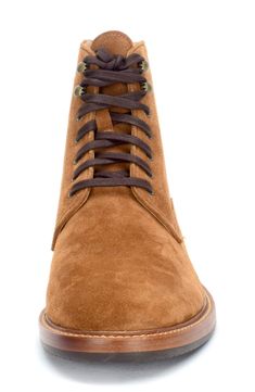 A supple suede finish offers modern appeal on a lace-up boot featuring arch support and footbed padding for long-lasting wear. Leather upper and lining/leather and rubber sole Imported Western Work, Danner Mountain Light Boot, Men's Wear, Design Color, Arch Support, Work Boots, Ox, Lace Up Boots, Formal Dress