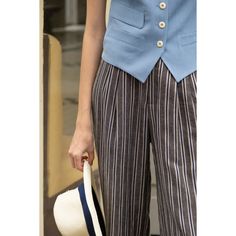 Long striped linen pants with urban sophistication. The high-waisted design allows you to wear it with a beautiful silhouette. Goes great with casual tops. Enjoy the feeling of vacation. 
 
 
 Size 
 
 XS size
 
 Total length: 100cm 
 Waist: 66cm 
 
 Hip: 94cm 
 
 
 S size 
 
 Total length: 102cm 
 Waist: 68cm 
 
 Hip: 98cm 
 
 M size 
 
 Total length: 104cm 
 Waist: 72cm 
 
 Hip: 102cm 
 
 L size 
 
 Total length: 105cm 
 Waist: 76cm 
 
 Hip: 106cm 
 
 XL size 
 
 Total length: 106cm 
 Waist: 8 Casual Pinstripe Linen Bottoms, Striped Linen Pants, Belle Silhouette, Riga, Striped Linen, Linen Pants, Long Pants, Grey Stripes, Casual Tops