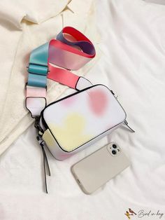 BirdinBag - Stylish Colorblock Square Bag with Adjustable Strap for Everyday Fashion Trendy Multicolor Mobile Phone Bag, Multicolor Crossbody Box Bag With Removable Pouch, Multicolor Square Shoulder Bag With Mobile Phone Holder, Trendy White Box Bag For School, Modern Multicolor Shoulder Box Bag, Trendy Multicolor Rectangular Shoulder Bag, Multicolor Crossbody Box Bag For Mobile Phone, Colorful Crossbody Shoulder Bag For Daily Use, Colorful Crossbody Bag With Adjustable Strap