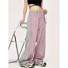 Fall Retro Sports Color Block Wide Leg Pants
Material: 100% Nylon
Size: S, M, L, XL,

Color: Pink
Season: Spring, Fall,
Occasion: Leisure, Outdoor, Daily, Vacation,Fall Outfits Spring Sportswear Parachute Pants With Relaxed Fit, Relaxed Fit Parachute Pants For Spring Sportswear, Sporty Streetwear Bottoms For Spring, Sporty Pink Straight Leg Pants, Spring Sports Cotton Cargo Pants, Casual Summer Sports Parachute Pants, Sporty Pink Straight Leg Bottoms, Casual Summer Parachute Pants For Sports, Summer Sports Trousers