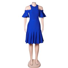 Our Style No.PZC164390%Polyester. 10%SpandexMade in ChinaVery StretchyGentle Dry Clean Only Short Sleeve Elastane Bodycon Dress For Party, Blue Knee-length Stretch Dress, Blue Stretch Midi Dress Knee-length, Blue Stretch Knee-length Dress, Blue Stretch Knee-length Midi Dress, Casual Elastane Midi Dress For Party, Fitted Royal Blue Knee-length Dress, Blue Elastane Midi Dress For Night Out, Blue Elastane Knee-length Dress