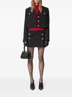 Versace Medusa Head-button Mini Skirt - Farfetch Versace Mini Skirt, Mini Skirt Black, Medusa Head, Yoko London, Wardrobe Edit, Iconic Bags, Boots Fall, Exclusive Fashion, Ballet Flat Shoes