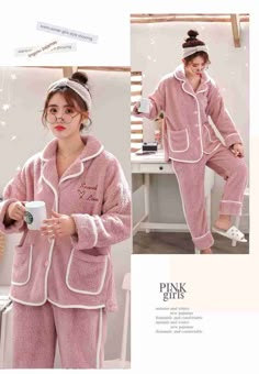 Flannel cute thick warm suit coral fleece men and women couple pajamas home clothes on sale Night Suit For Women Winter, Korean Night Suit, Cute Night Suit, Home Outfit Women, Winter Night Suit, Home Clothes Women, Mens Silk Pajamas, Night Suit For Women, Fleece Men