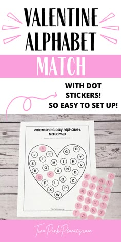 Image with text that says Valentine alphabet match with dot stickers so easy to set up! Fine Motor Valentine Activities For Preschoolers, Heart Names Preschool, Valentines Language Arts Preschool, Easy Valentine Games For Preschoolers, Easy Prep Kindergarten Crafts, Valentine Alphabet Activities, Pre K Worksheets Free Printables Valentines Day, Sticker Dot Activities For Preschool, Valentine Activity For Kids Preschool