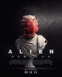 the poster for alien promus, which features an image of a man's head with