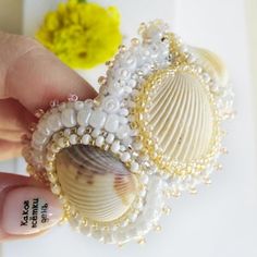 Bracelet With Shells. Marine Wedding Accessory. Embroidered - Etsy Gold Beaded Shell With Ocean-inspired Style, Ocean-inspired Beaded Gold Shell, Ocean-inspired Gold Beaded Shell, White Shell-shaped Bracelet As A Gift, White Shell-shaped Bracelet For Gift, Gold Beaded Shell Bracelets, White Beaded Pearl Bracelet For Beach, Handmade White Pearl Bracelet For The Beach, White Shell Bracelets As A Gift