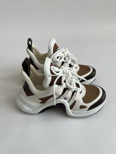 Louis Vuitton Archlight White Brown Sneakers Size 35  | eBay Brown Sneakers With Contrast Sole For Spring, Spring Brown Sneakers With Contrast Sole, Brown Low-top Platform Sneakers For Spring, Brown Sporty Sneakers For Spring, Sporty Brown Sneakers For Spring, Luxury Low-top Chunky Sneakers, Designer Sneakers With Contrast Sole For Spring, Trendy Brown Sneakers With Contrast Sole, Modern Brown Sneakers For Sports